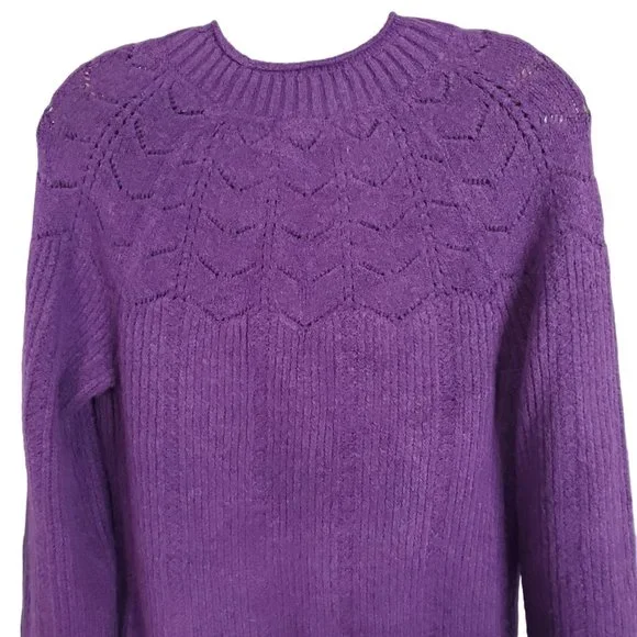 Talbots Size M Sweater Alpaca Wool Blend Soft Plush Cozy Roll Mock Neck Purple - Picture 8 of 8